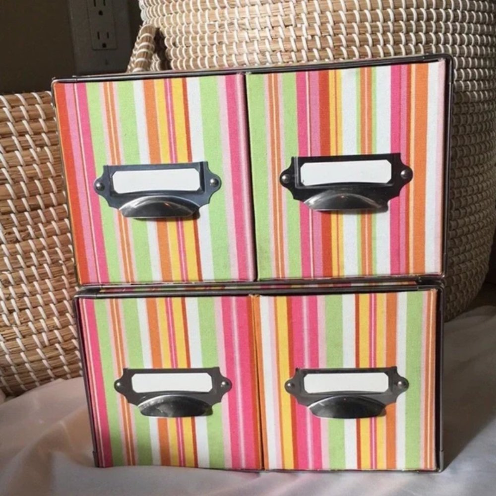 Striped Storage Box with 2 Pull Out Draws - Picture 7 of 7